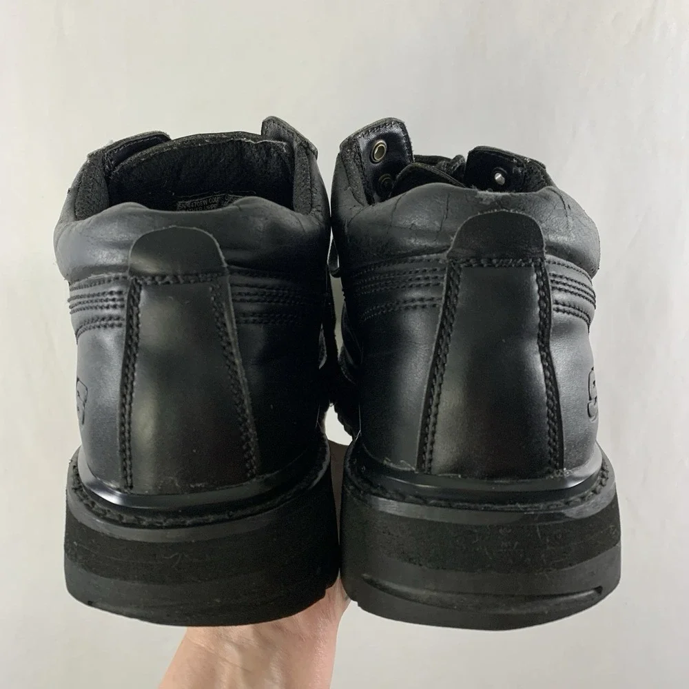 Skechers Mens Y2K Leather Lace Up Lug Sole Work Boots Size 10.5 Extra Wide Black